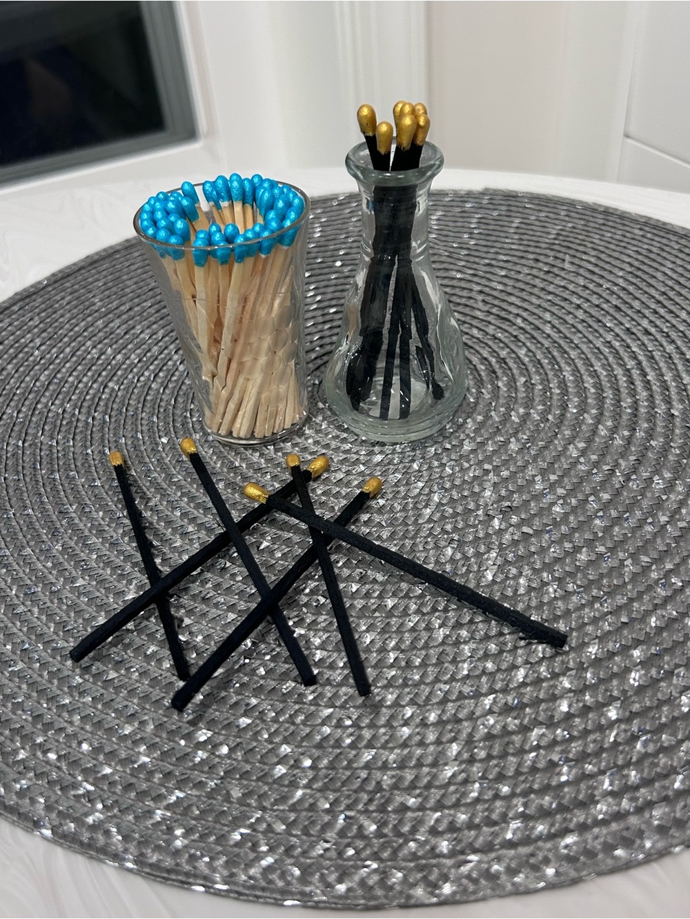 Restyle Repurpose Vintage glass Striker wooden decor colored Matchsticks gifts